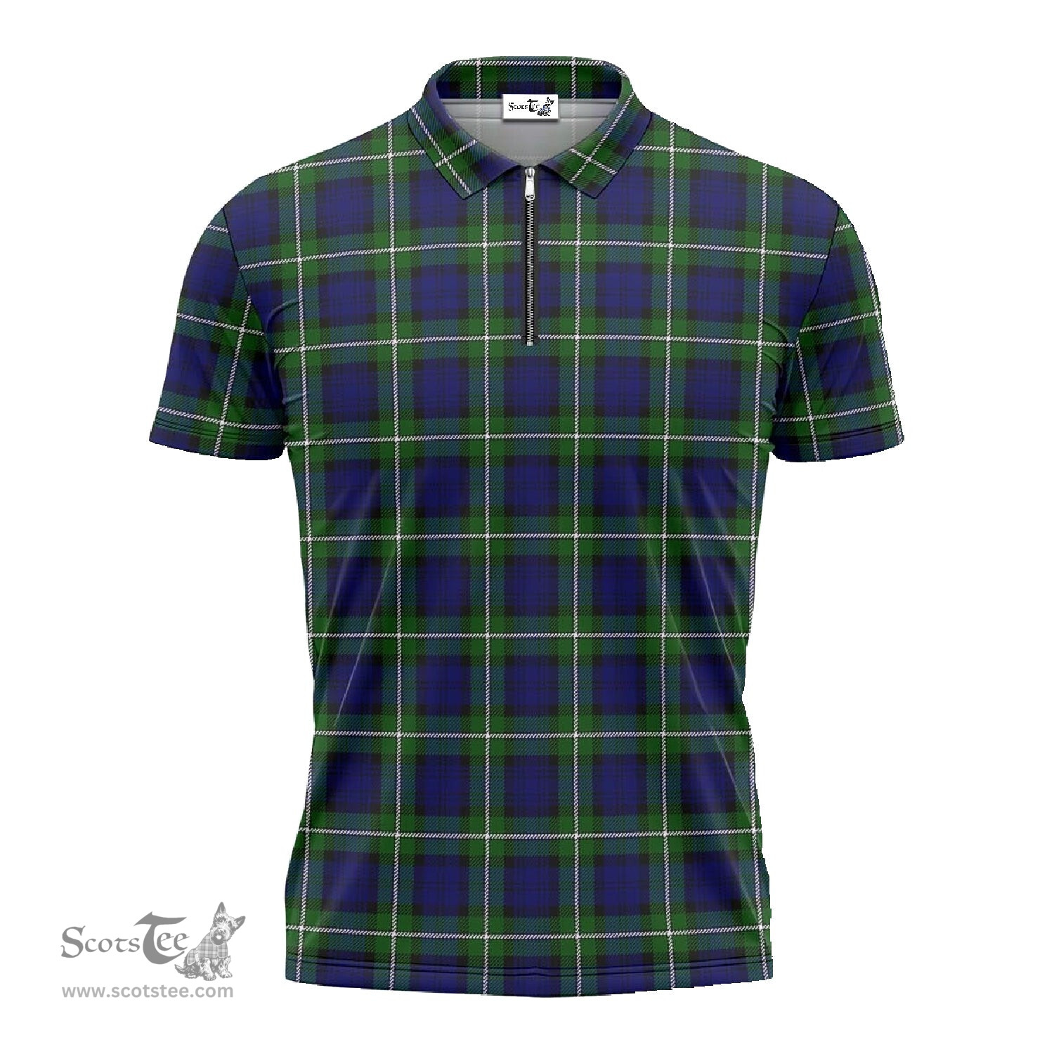 ScotsTee Shop Scottish Forbes Modern Clan Tartan Zipper Polo Shirt