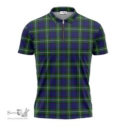 ScotsTee Shop Scottish Forbes Modern Clan Tartan Zipper Polo Shirt