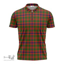 ScotsTee Shop Scottish Kinninmont Clan Tartan Zipper Polo Shirt
