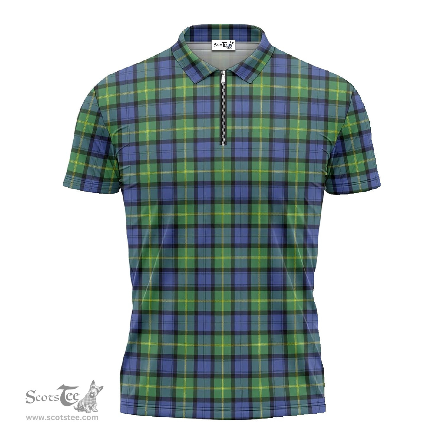 ScotsTee Shop Scottish Gordon Old Ancient Clan Tartan Zipper Polo Shirt