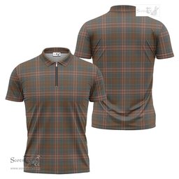 ScotsTee Shop Scottish Kennedy Weathered Clan Tartan Zipper Polo Shirt