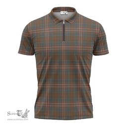 ScotsTee Shop Scottish Kennedy Weathered Clan Tartan Zipper Polo Shirt
