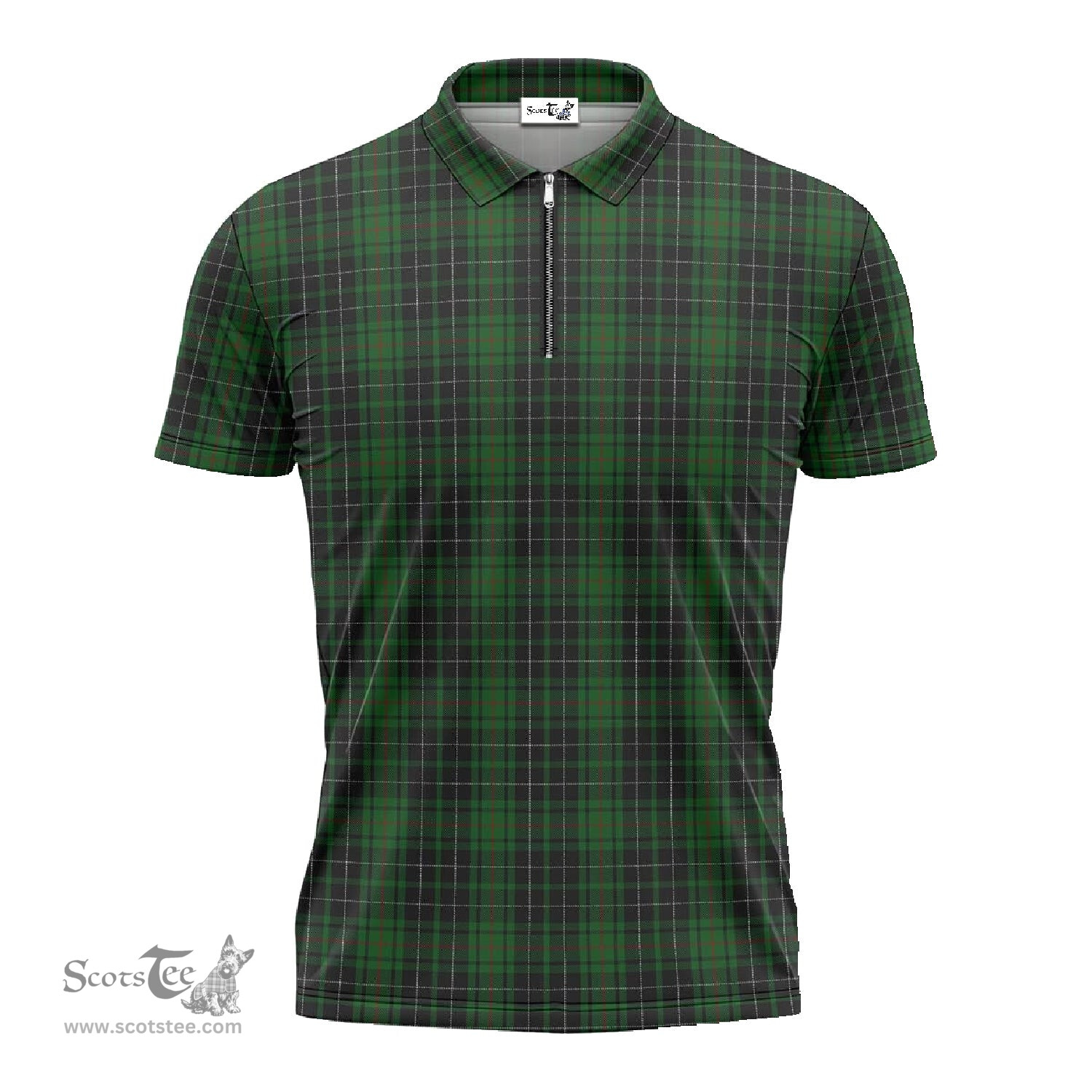 ScotsTee Shop Scottish MacAulay Hunting Clan Tartan Zipper Polo Shirt