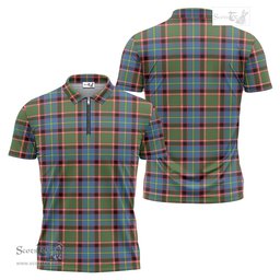 ScotsTee Shop Scottish Glass Clan Tartan Zipper Polo Shirt