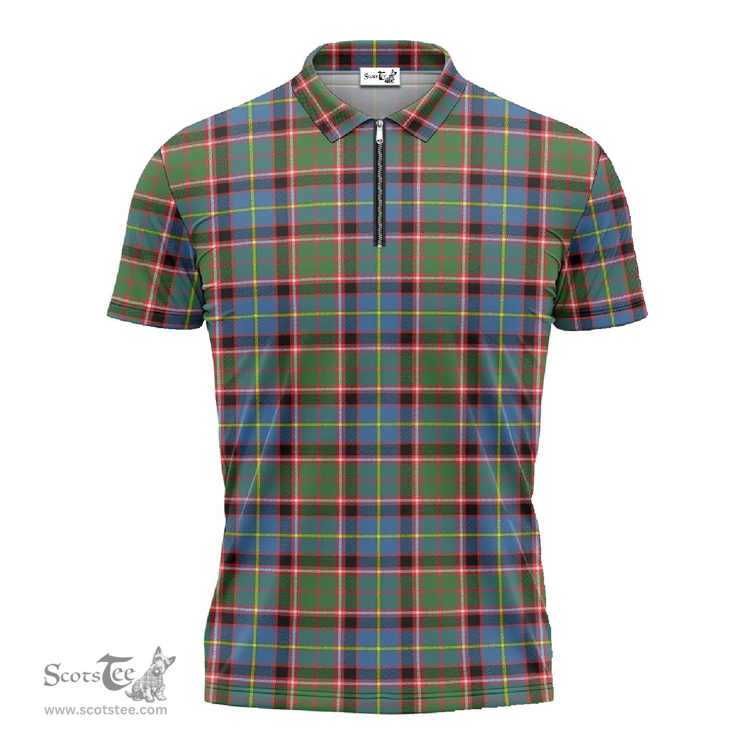 ScotsTee Shop Scottish Glass Clan Tartan Zipper Polo Shirt