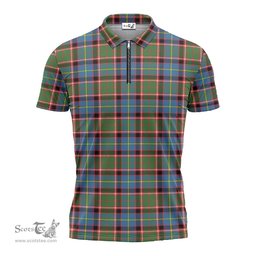 ScotsTee Shop Scottish Glass Clan Tartan Zipper Polo Shirt