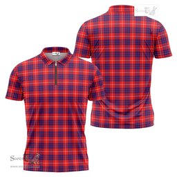 ScotsTee Shop Scottish Hamilton Modern Clan Tartan Zipper Polo Shirt