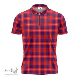 ScotsTee Shop Scottish Hamilton Modern Clan Tartan Zipper Polo Shirt