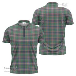 ScotsTee Shop Scottish MacFarlane Hunting Ancient Clan Tartan Zipper Polo Shirt