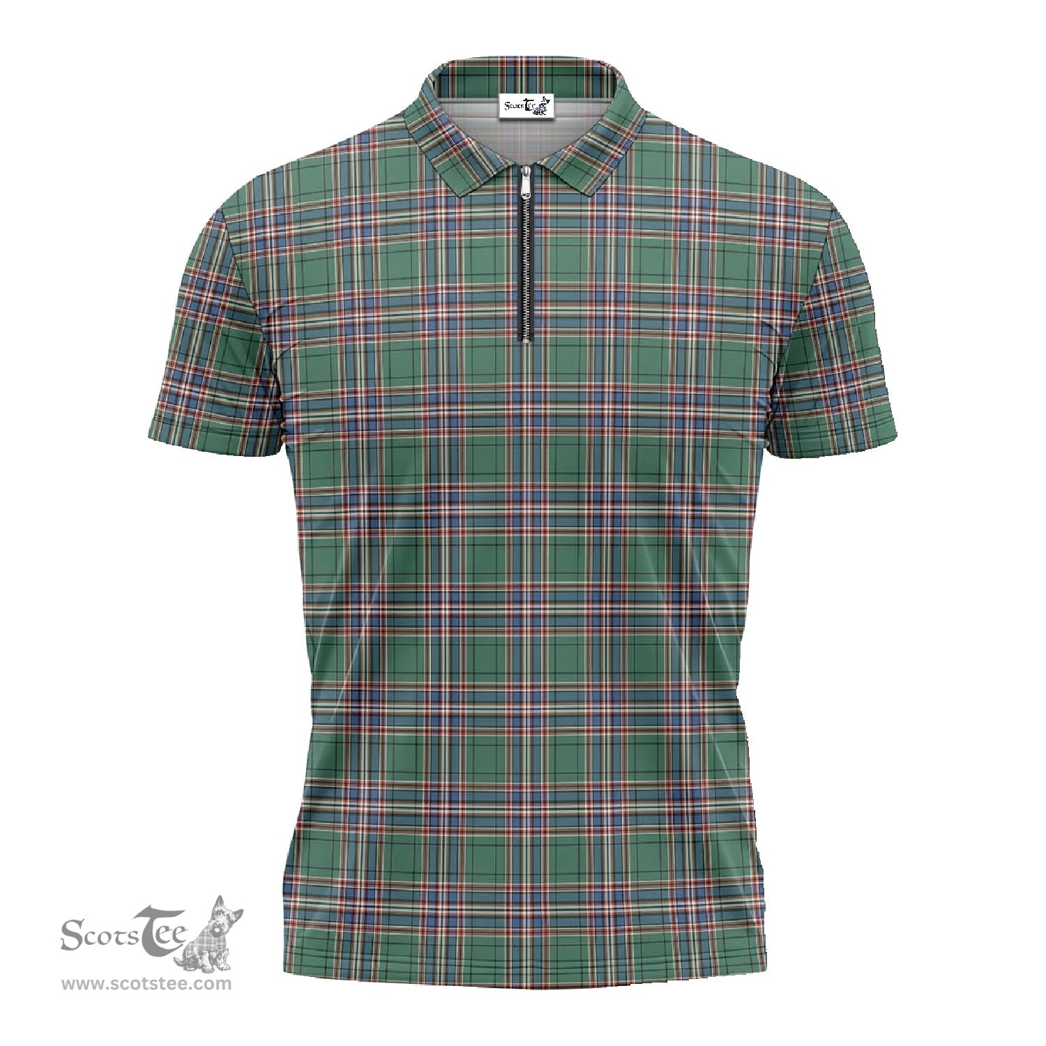 ScotsTee Shop Scottish MacFarlane Hunting Ancient Clan Tartan Zipper Polo Shirt