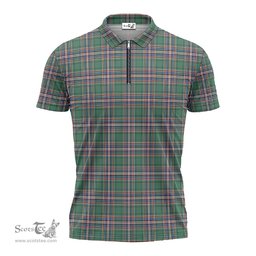 ScotsTee Shop Scottish MacFarlane Hunting Ancient Clan Tartan Zipper Polo Shirt