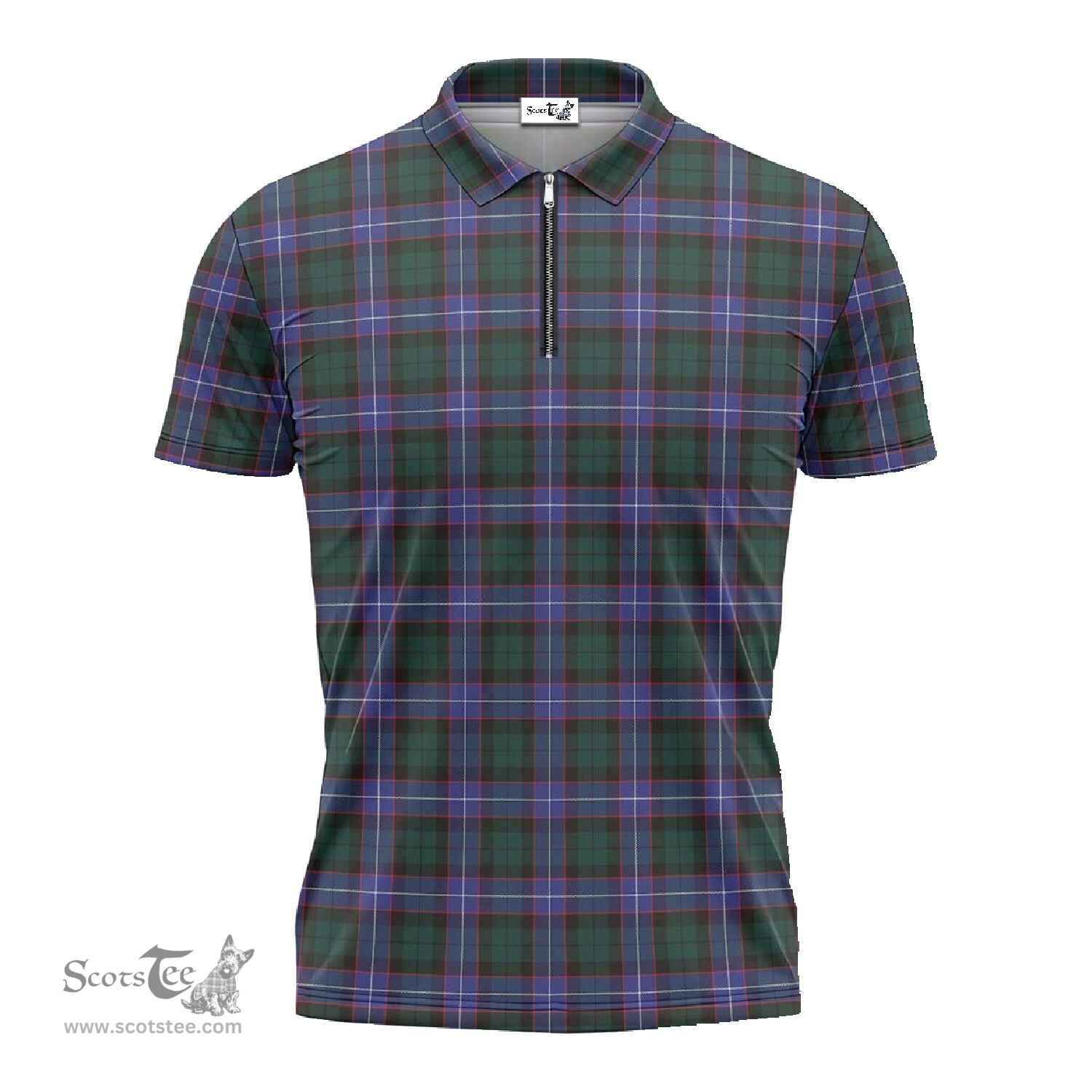 ScotsTee Shop Scottish Guthrie Modern Clan Tartan Zipper Polo Shirt