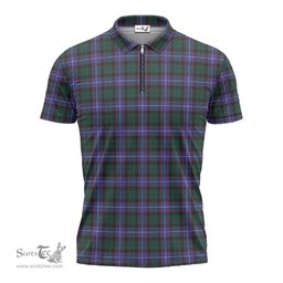 ScotsTee Shop Scottish Guthrie Modern Clan Tartan Zipper Polo Shirt