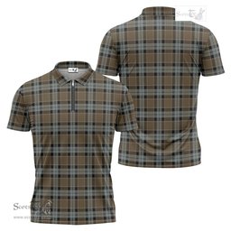 ScotsTee Shop Scottish Graham of Menteith Weathered Clan Tartan Zipper Polo Shirt