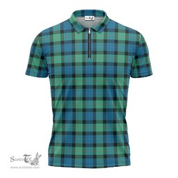 ScotsTee Shop Scottish Gunn Ancient Clan Tartan Zipper Polo Shirt