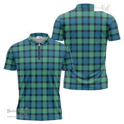 ScotsTee Shop Scottish Gunn Ancient Clan Tartan Zipper Polo Shirt