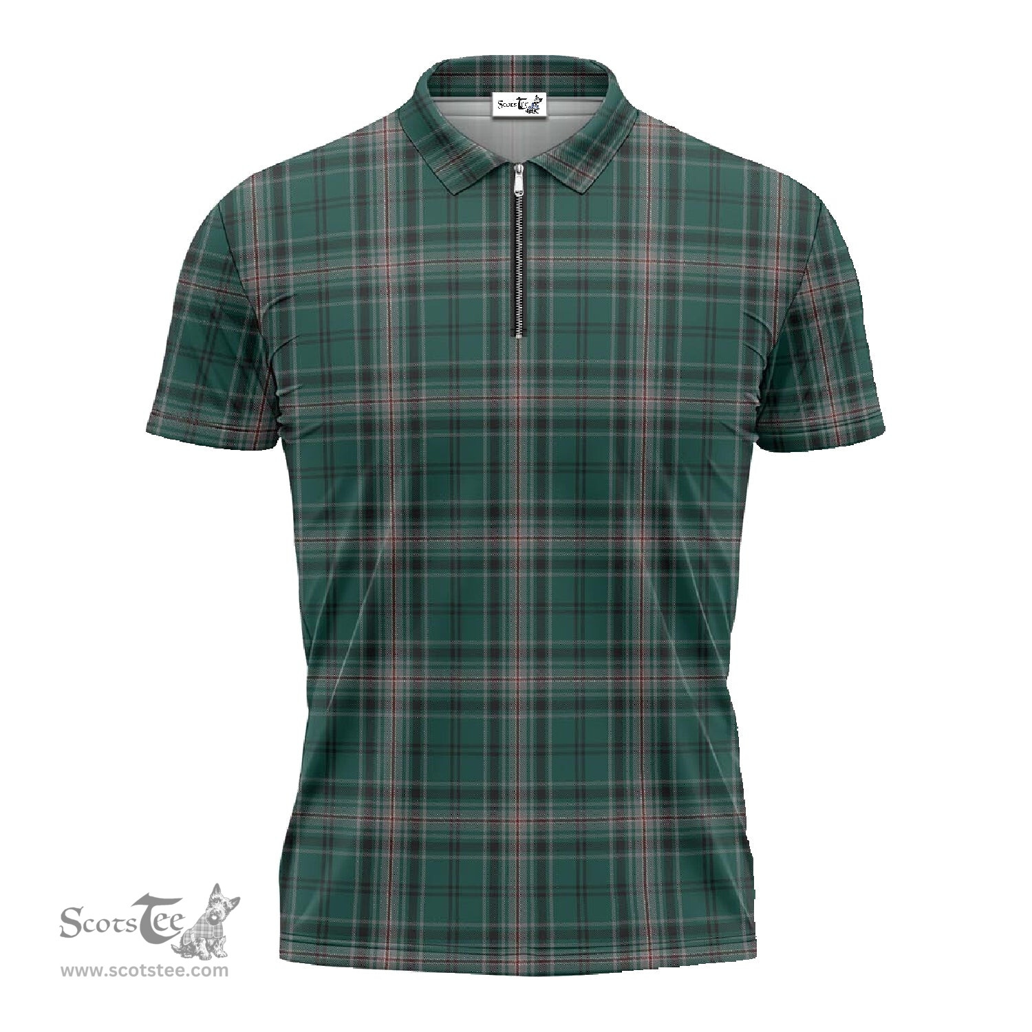 ScotsTee Shop Scottish Kelly of Sleat Hunting Clan Tartan Zipper Polo Shirt