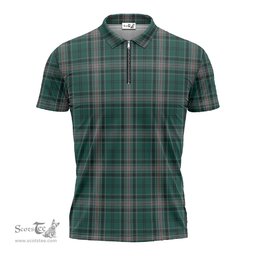 ScotsTee Shop Scottish Kelly of Sleat Hunting Clan Tartan Zipper Polo Shirt