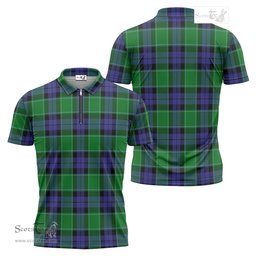 ScotsTee Shop Scottish Haldane Clan Tartan Zipper Polo Shirt