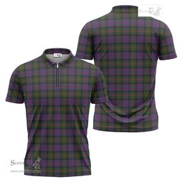 ScotsTee Shop Scottish MacDonell of Glengarry Clan Tartan Zipper Polo Shirt