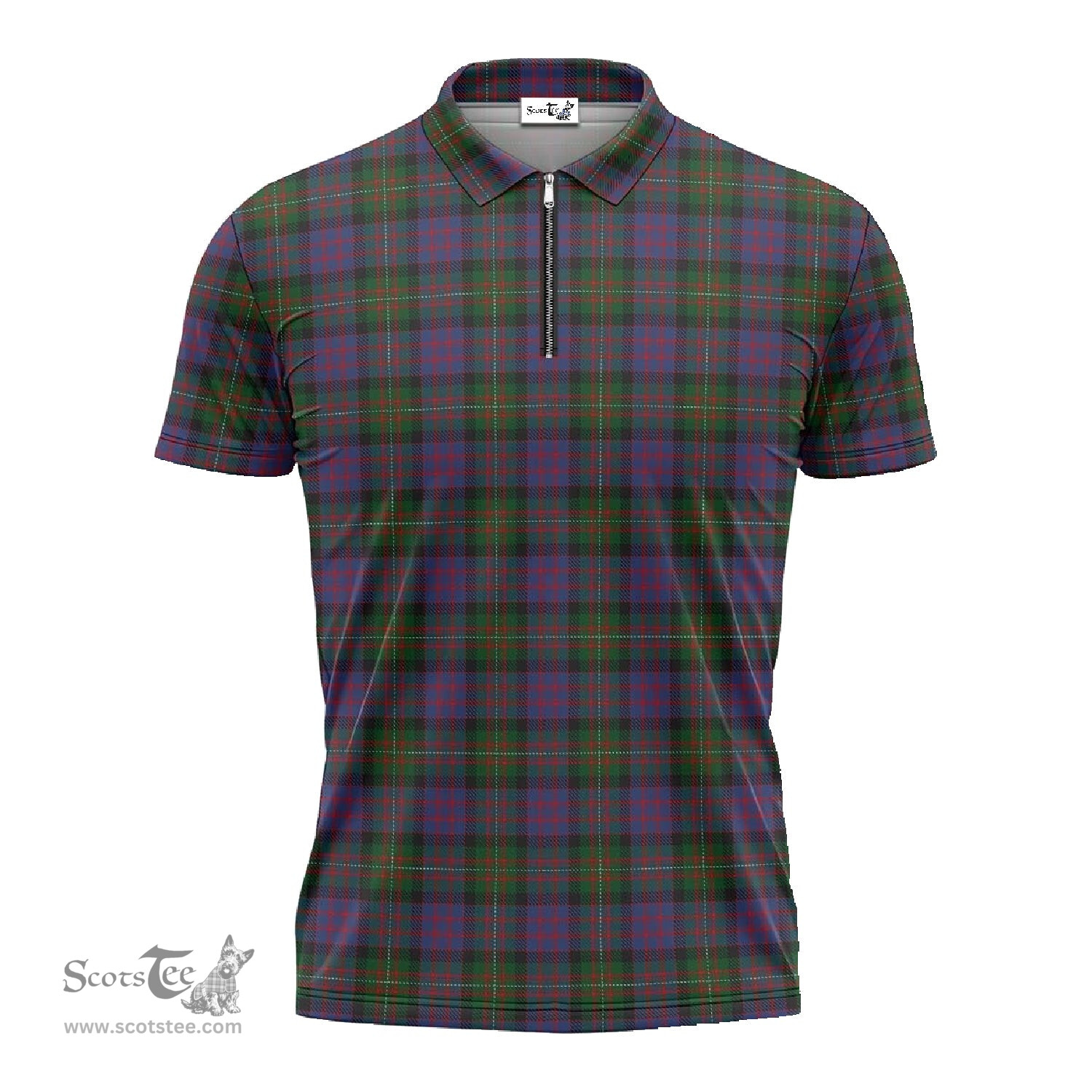 ScotsTee Shop Scottish MacDonell of Glengarry Clan Tartan Zipper Polo Shirt