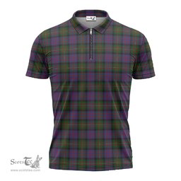 ScotsTee Shop Scottish MacDonell of Glengarry Clan Tartan Zipper Polo Shirt