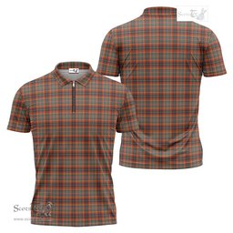 ScotsTee Shop Scottish Innes Ancient Clan Tartan Zipper Polo Shirt