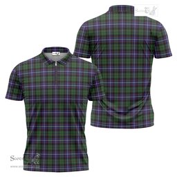 ScotsTee Shop Scottish Galbraith Modern Clan Tartan Zipper Polo Shirt