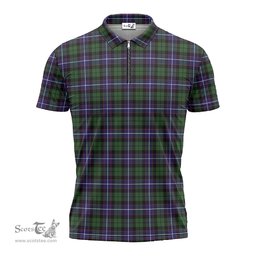 ScotsTee Shop Scottish Galbraith Modern Clan Tartan Zipper Polo Shirt
