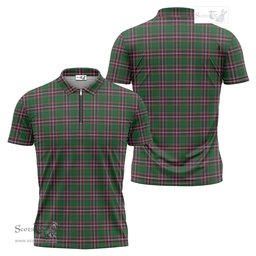 ScotsTee Shop Scottish MacFarlane Hunting Clan Tartan Zipper Polo Shirt