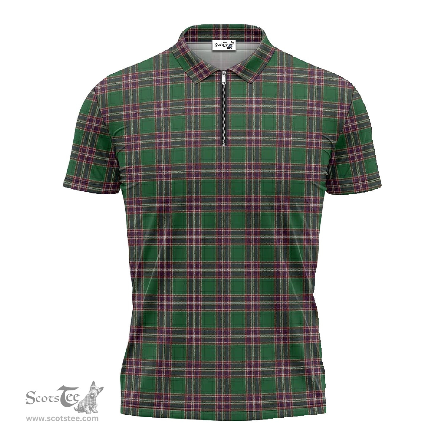 ScotsTee Shop Scottish MacFarlane Hunting Clan Tartan Zipper Polo Shirt