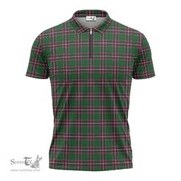 ScotsTee Shop Scottish MacFarlane Hunting Clan Tartan Zipper Polo Shirt
