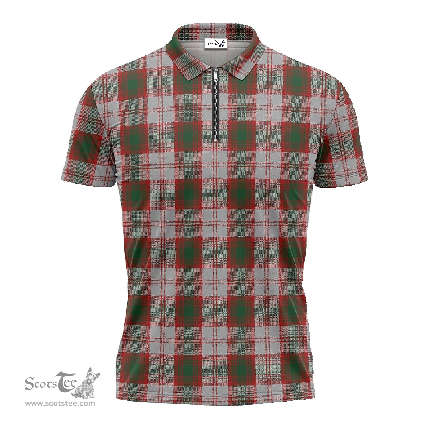 ScotsTee Shop Scottish Lindsay Dress Red Clan Tartan Zipper Polo Shirt