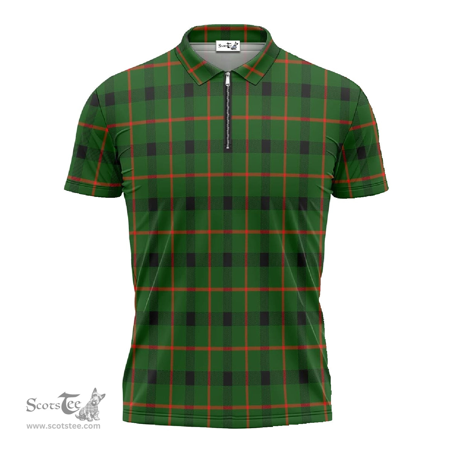 ScotsTee Shop Scottish Kincaid Modern Clan Tartan Zipper Polo Shirt