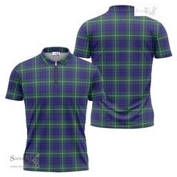 ScotsTee Shop Scottish Hamilton Hunting Modern Clan Tartan Zipper Polo Shirt