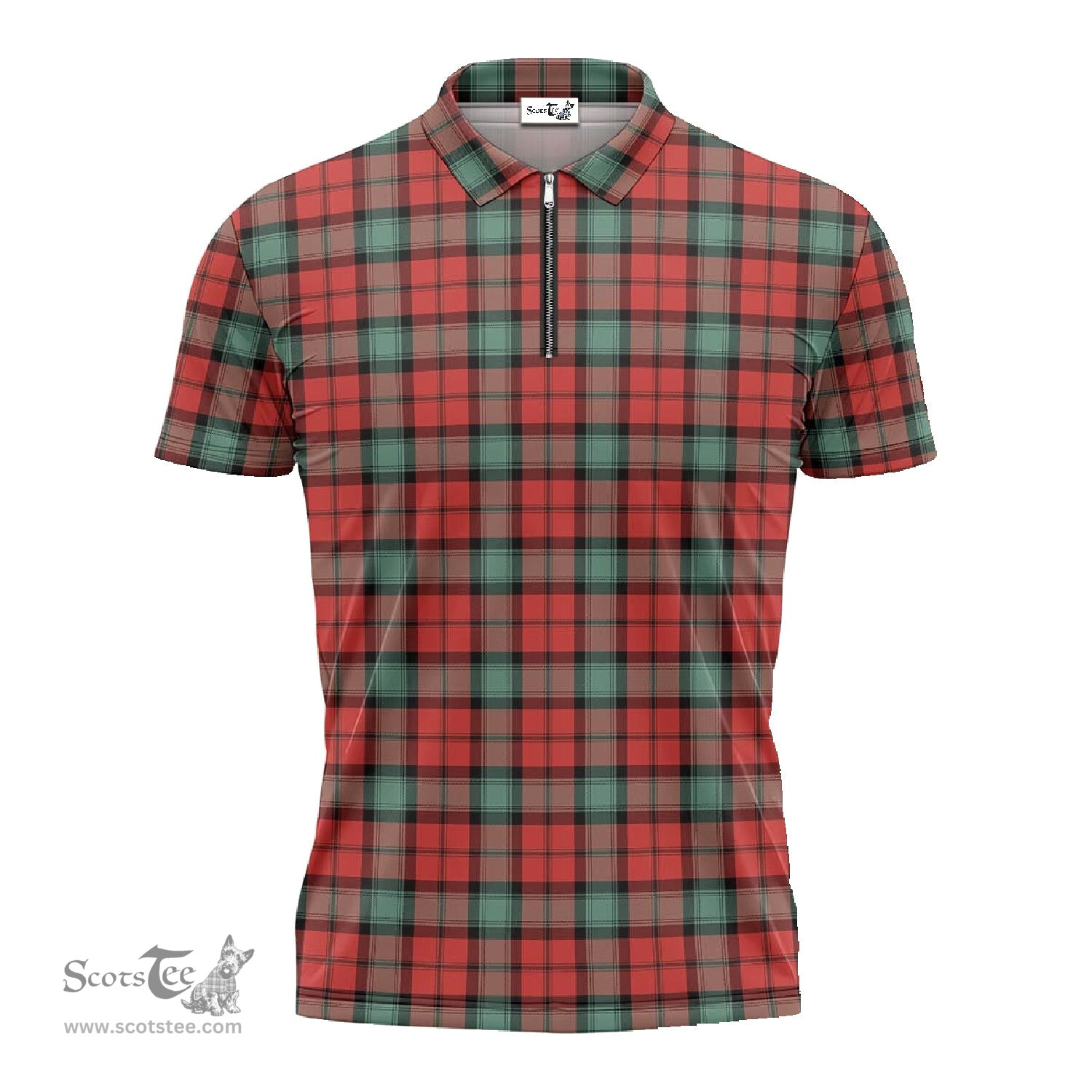 ScotsTee Shop Scottish Kerr Ancient Clan Tartan Zipper Polo Shirt