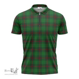 ScotsTee Shop Scottish Kinnear Clan Tartan Zipper Polo Shirt