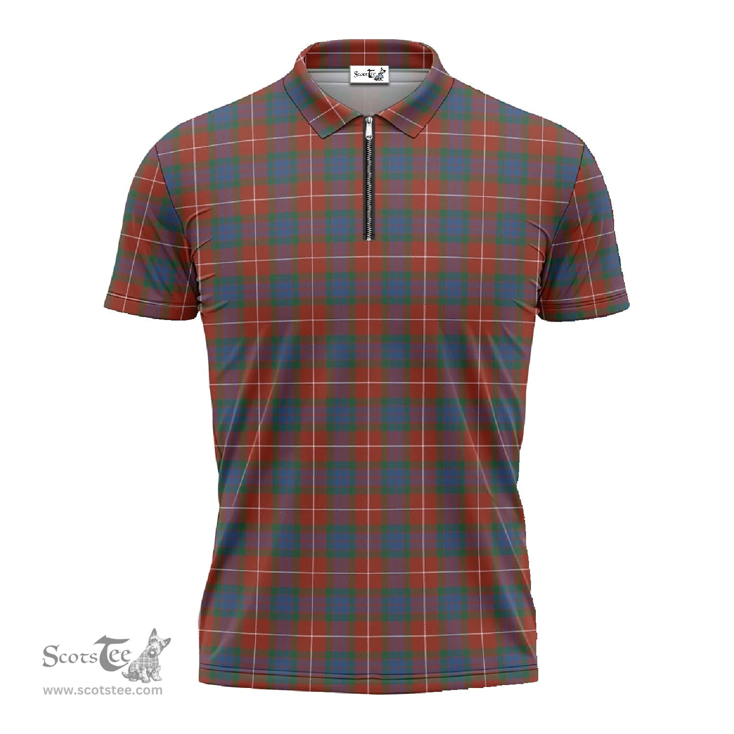 ScotsTee Shop Scottish Fraser Ancient Clan Tartan Zipper Polo Shirt