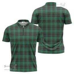 ScotsTee Shop Scottish MacAlpin Ancient Clan Tartan Zipper Polo Shirt