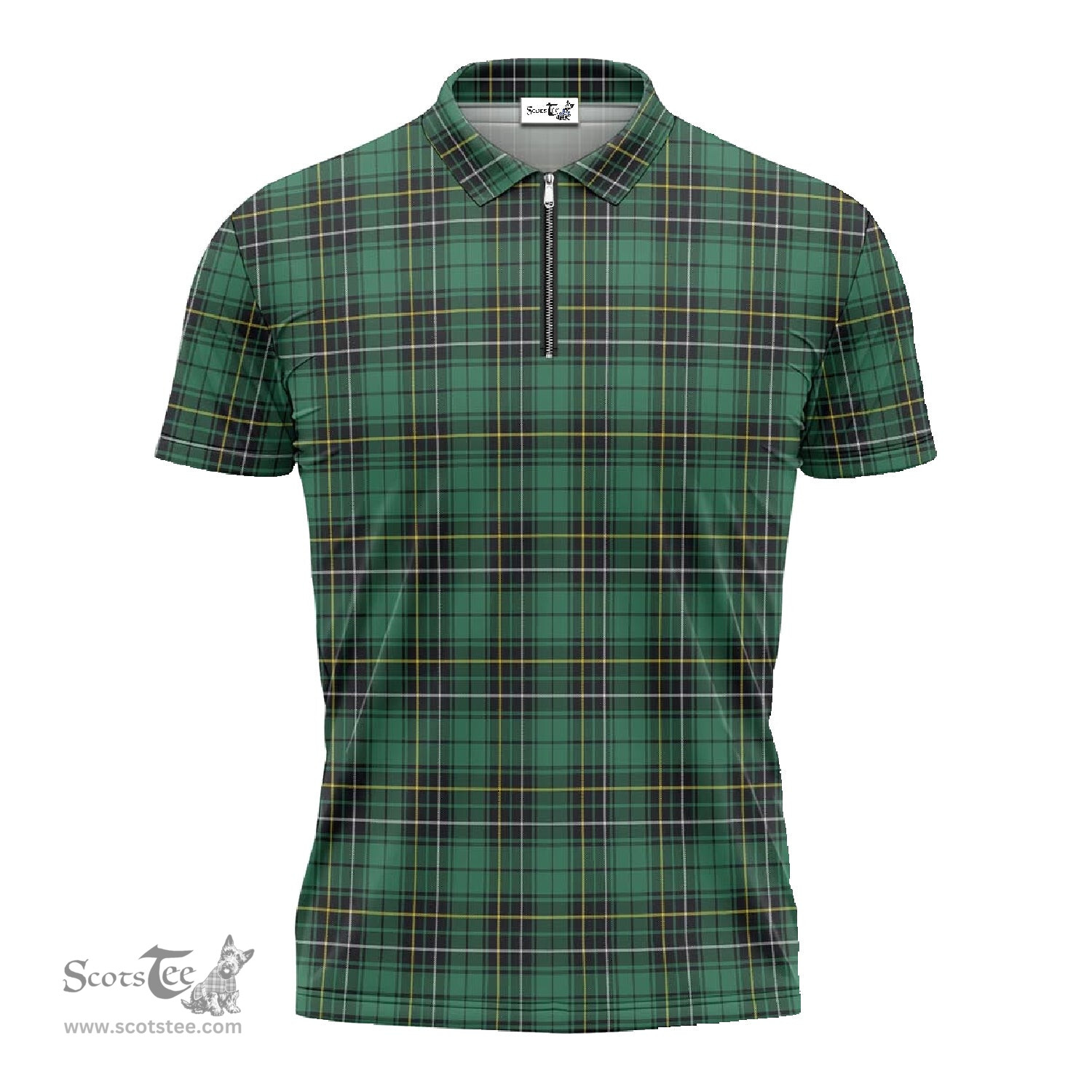 ScotsTee Shop Scottish MacAlpin Ancient Clan Tartan Zipper Polo Shirt