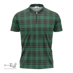 ScotsTee Shop Scottish MacAlpin Ancient Clan Tartan Zipper Polo Shirt