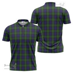 ScotsTee Shop Scottish Gunn Clan Tartan Zipper Polo Shirt