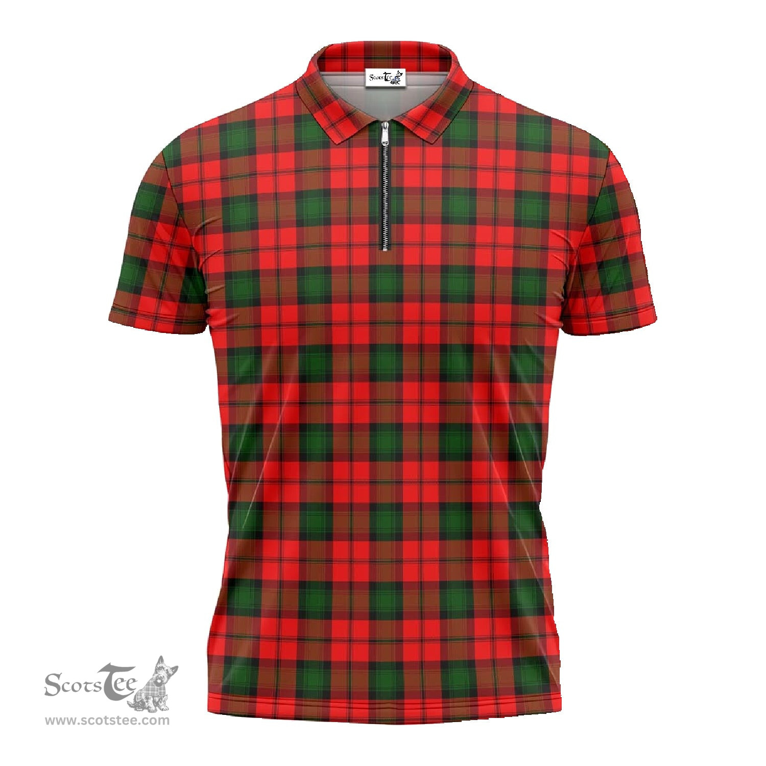 ScotsTee Shop Scottish Kerr Modern Clan Tartan Zipper Polo Shirt