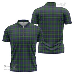 ScotsTee Shop Scottish Gordon Clan Tartan Zipper Polo Shirt