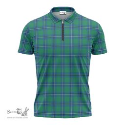 ScotsTee Shop Scottish Irvine Ancient Clan Tartan Zipper Polo Shirt