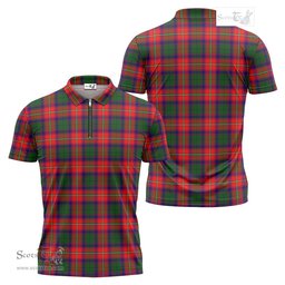 ScotsTee Shop Scottish Hopkirk Clan Tartan Zipper Polo Shirt