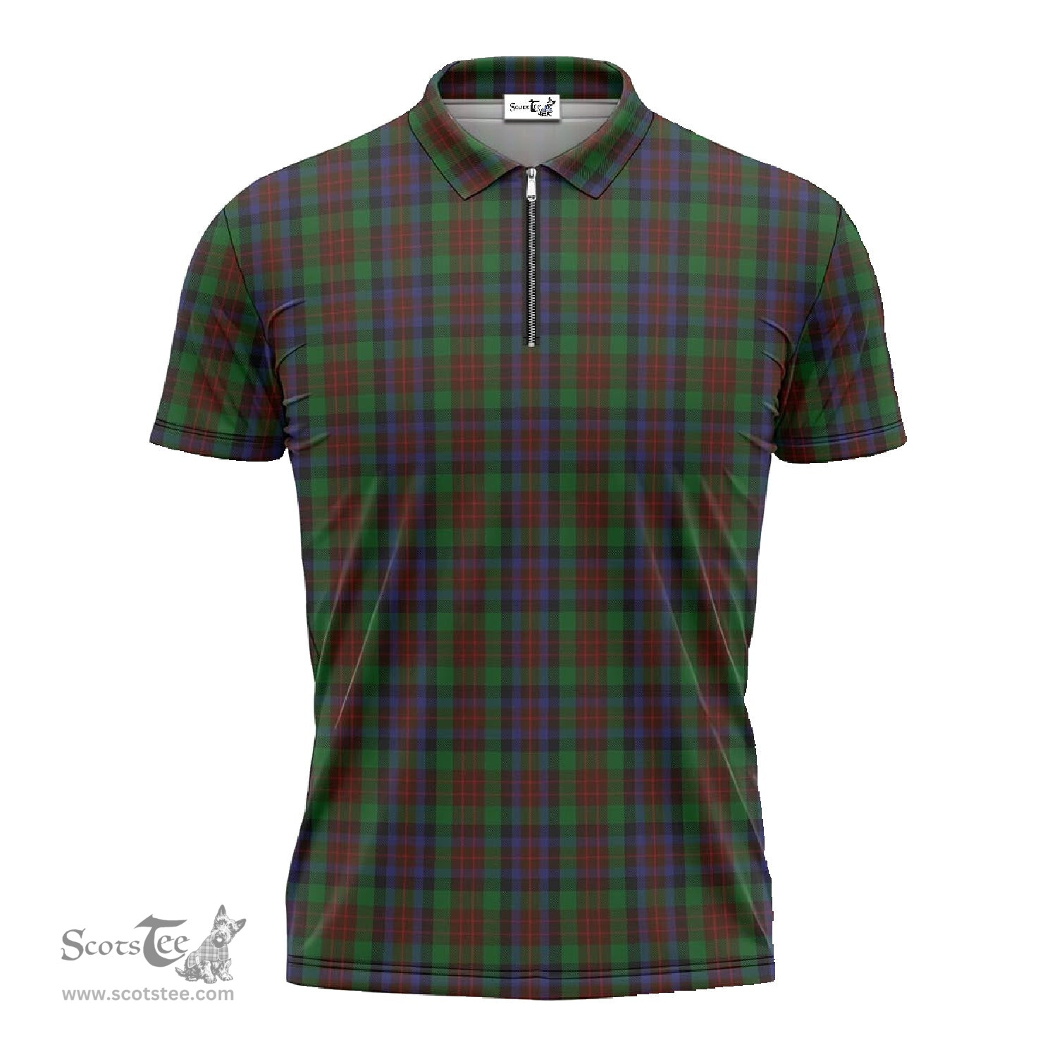 ScotsTee Shop Scottish MacDuff Hunting Clan Tartan Zipper Polo Shirt