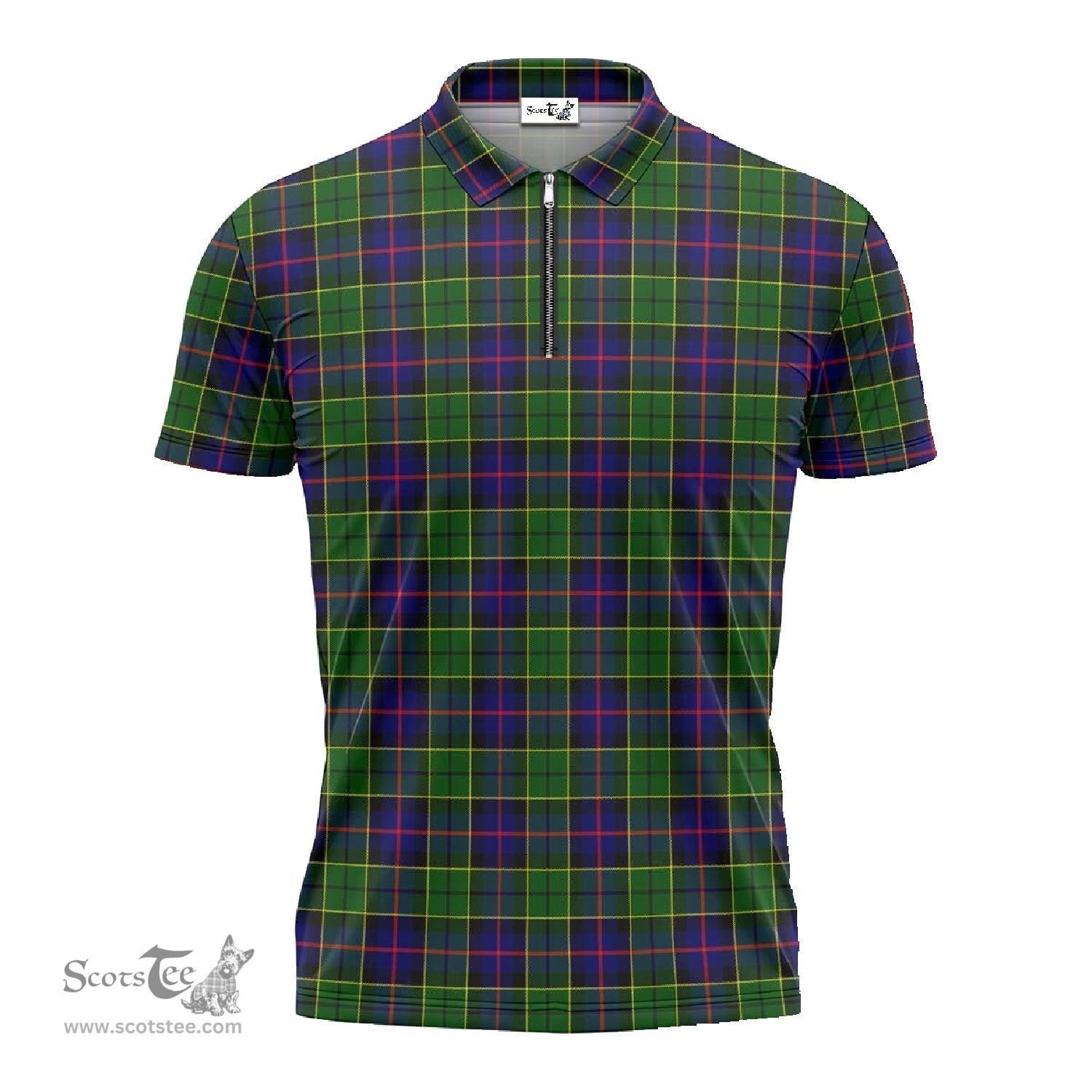 ScotsTee Shop Scottish Forsyth Modern Clan Tartan Zipper Polo Shirt