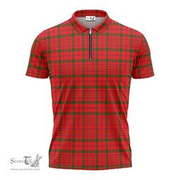 ScotsTee Shop Scottish MacDonell of Keppoch Modern Clan Tartan Zipper Polo Shirt
