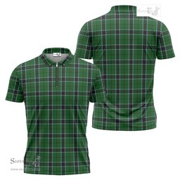 ScotsTee Shop Scottish Innes Hunting Clan Tartan Zipper Polo Shirt